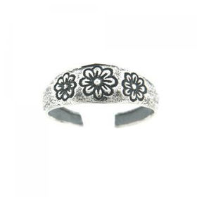 Ladies Solid Silver Triple Flower Adjustable Toe Ringladies 