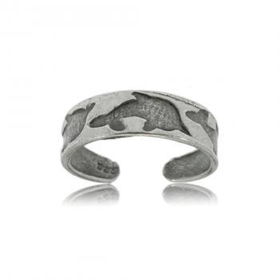 Sterling Silver Adjustable Toe Ring w/ Three Dolphinssterling 