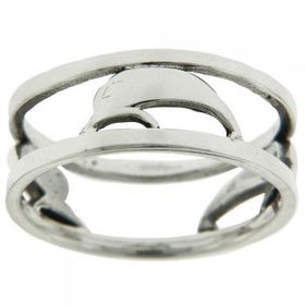 Shiny Solid Sterling Silver Dolphin Ring Ladies Sz=8shiny 