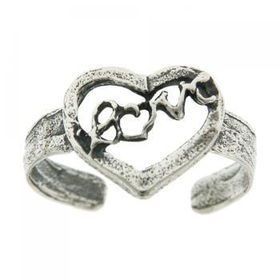 New Sterling Silver Floating Love in Heart Toe Ringsterling 