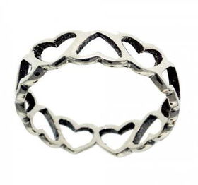 New Sterling Silver Circle of Hearts Ring Band Size 7sterling 