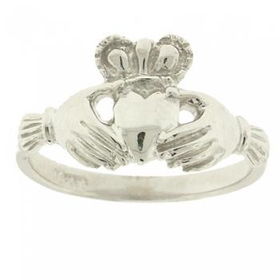 New White Gold Claddagh Ring Symbols Irish Love Sz= 6white 