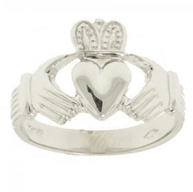 New White Gold Claddagh Ring Symbols Irish Love Sz= 9white 