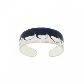 Ladies Sterling Silver Toe Ring Blue White Enamel Newladies 