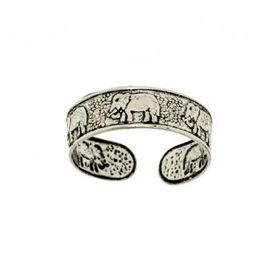 Sterling Silver Adjustable Toe Ring Herd of Elephantssterling 