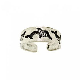 Solid Silver Triple Dolphins Adjustable Ladies Toe Ringsolid 