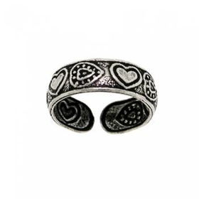 New Ladies Solid 925 Silver Adjustable Heart Toe Ringladies 
