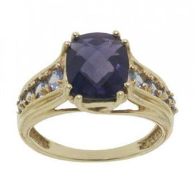 Womens 14KT Yellow Gold Ring - Blue Iolite Gemstoneswomens 