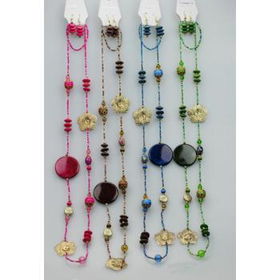 Ladies Fashion 42" Acrylic W/Metal Flower Necklace Case Pack 12