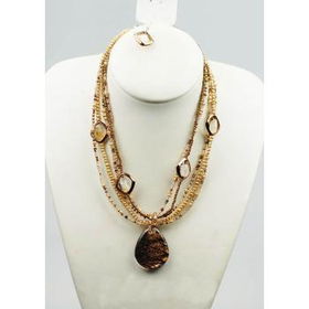 Ladies Fashion Murano Tear Drop Necklace Set Case Pack 3ladies 