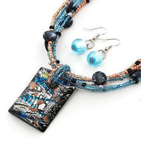 Ladies Fashion 18" Murano Square Necklace Set Case Pack 3