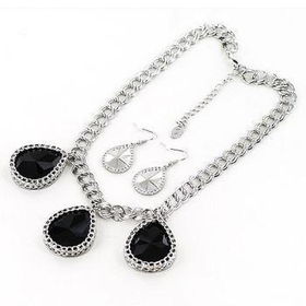 Ladies Rp Fromica Teardrop Bk W/Chain Necklace Case Pack 3