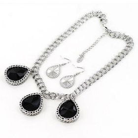 Ladies Rp Fromica Teardrop Bk W/Chain Necklace Case Pack 3ladies 