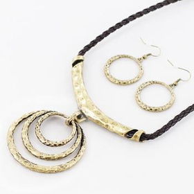 Ladies Gb Round Pendant W/Brown Braid Necklace Case Pack 3ladies 