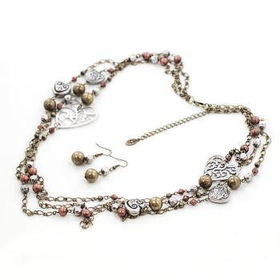 Ladies Fashion 33" Mp Filigree Heart Necklace Set Case Pack 3