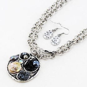 Ladies Rp Round Pendant With Shell, Pearl Stud Set Case Pack 3ladies 