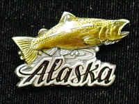 Pewter 3-D Collector Pin - Alaska Salmonpewter 