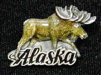 Pewter 3-D Collector Pin - Alaska Moosepewter 