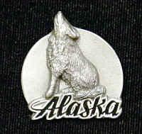 Pewter 3-D Collector Pin - Alaska Wolfpewter 