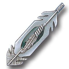 Pewter 3-D Collector Pin - Large and Small Feather