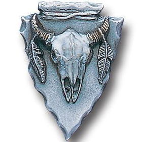 Pewter 3-D Collector Pin - Arrowhead Buffalo Skullpewter 