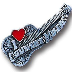 Pewter 3-D Collector Pin - I Love Country Music