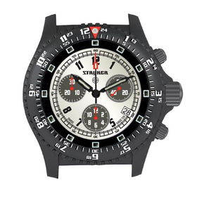 Military Analog Quartz Chronograph, IP Black, Silver Dialmilitary 