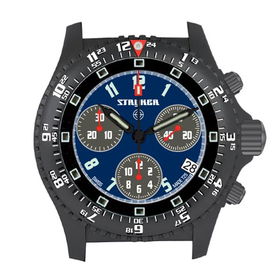 Military Analog Quartz Chronograph, IP Black, Blue Dialmilitary 