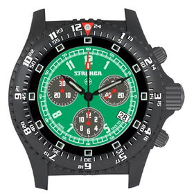 Military Analog Quartz Chronograph, IP Black, Green Dialmilitary 