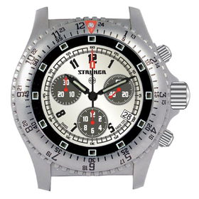 Military Analog Quartz Chronograph, Stainless, Silver Dialmilitary 