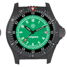 Military Analog Quartz Timepiece, IP Black, Green Dialmilitary 