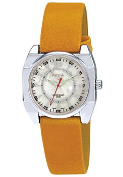 Women's Orange Strap White Pearl Tone Dialwomen 