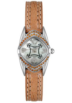 Women's Orange & White Crystal Beige Leatherettewomen 