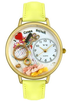 Women's Cross Stitch Theme Green Yellow Leatherwomen 