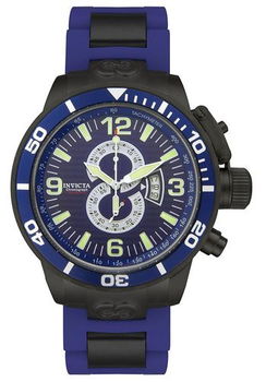 Men's IS410 Chronograph Blue Rubber and Black Ion Platedmen 