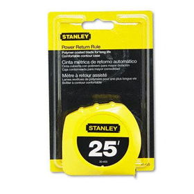 Stanley Bostitch 30455 - Power Return Tape Measure, 3-Way Reading Blade, 1W x 25 ft., Yellow