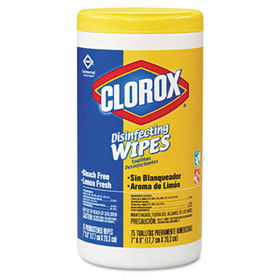 Clorox 15948EA - Lemon Scent Disinfecting Wet Wipes, Cloth, 7 x 8, 75/Canister