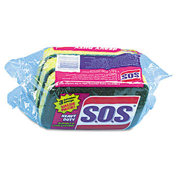 Clorox 91029CT - S.O.S Heavy-Duty Scrubber Sponge, 3 x 5-1/4, 1 Thick, 24/Carton