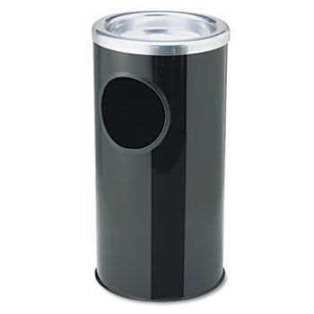 Ex-Cell 112BLK - Combination Sand Urn/Waste Receptacle, Round, Steel, Black/Chrome