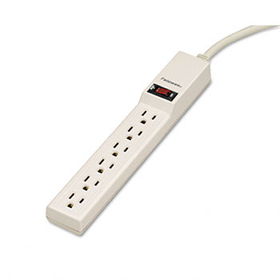 Six-Outlet Power Strip, 120V, 4ft Cord, 10-3/4 x 1 5/8 x 1-3/8, Platinum