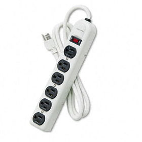Six-Outlet Power Strip, 120V, 6ft Cord, 12-1/4 x 2-1/2 x 1-3/8, Platinumfellowes 