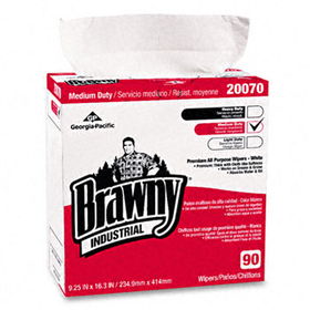 Georgia Pacific 2007003 - Brawny Industrial Medium-Duty Premium Wipes, 9-1/4 x 16-3/8, White, 90/Boxgeorgia 