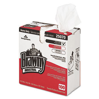 Georgia Pacific 25070 - Brawny Industrial Heavy Duty Shop Towels, Cloth, 9-1/8 x 16-1/2, 100/Box