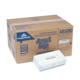 Georgia Pacific 48580 - Angel Soft ps Premium Facial Tissues, 100 per Flat Box, 30 Boxes per Cartongeorgia 