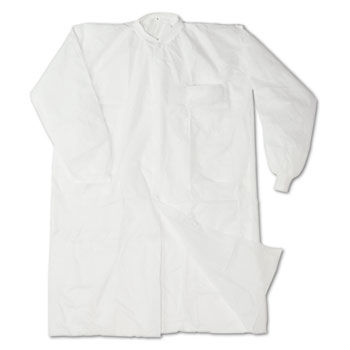 Impact 7385L - Disposable Lab Coats, Spun-Bonded Polypropylene, Large, White, 30/Carton