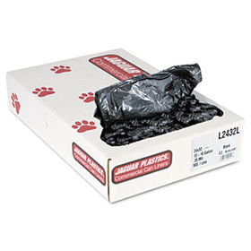 Jaguar Plastics L2432L - Industrial Strength Commercial Can Liners, 15 gal, .35mil, Black, 500/Carton