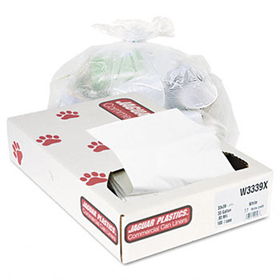 Jaguar Plastics W3339X - Industrial Strength Commercial Can Liners, 33 gal, .9mil, White, 100/Carton