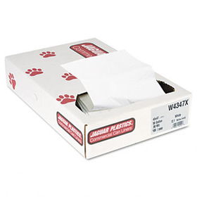 Jaguar Plastics W4347X - Industrial Strength Commercial Can Liners, 56 gal, .9 mil, White,100/Cartonjaguar 