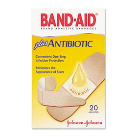 BAND-AID 5570 - Antibiotic Adhesive Bandages, Assorted Sizes, 20/Box