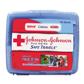 Johnson & Johnson Red Cross 8274 - Portable Travel First Aid Kit, 70 Pieces, Plastic Case